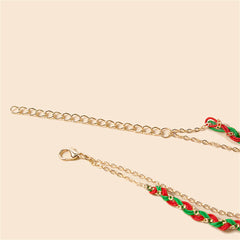 Red Enamel & 18K Gold-Plated Moon Layered Charm Bracelet