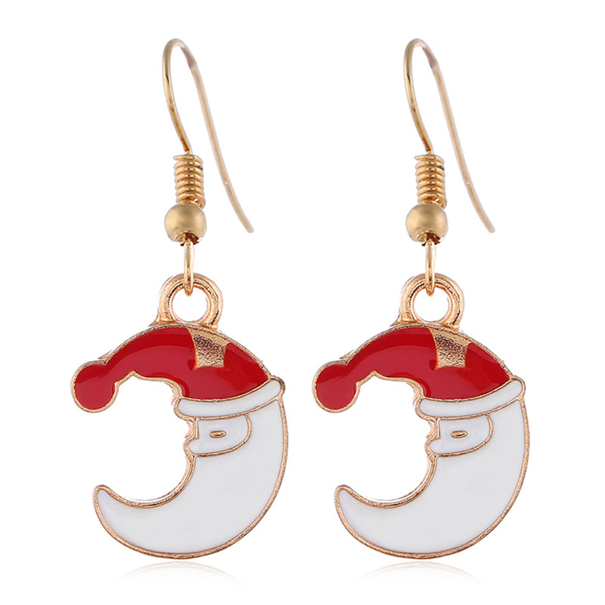 Red & White Santa Moon Pendant Necklace Set