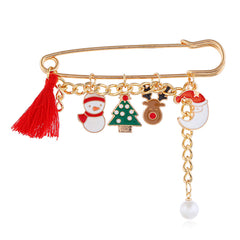 Cubic Zirconia & Pearl Polyster 18K Gold-Plated Snowman Pin Brooch