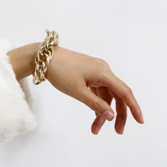 Stunning 18K gold-plated bracelet with a bold large link, ideal for elevating your style and making a statement.