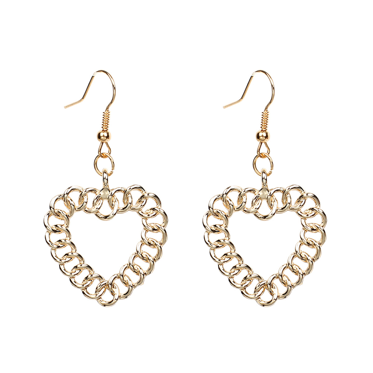 18K Gold-Plated Figaro Open Heart Drop Earrings