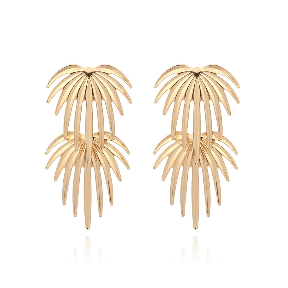 18K Gold-Plated Dual Coconut Tree Drop Earrings