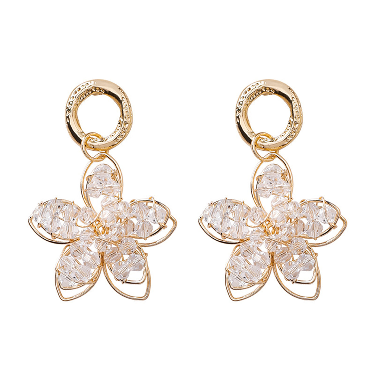 18K Gold-Plated Beaded Floral Drop Earrings