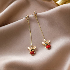 Cubic Zirconia & Cat's Eye Mouse Star Drop Earrings