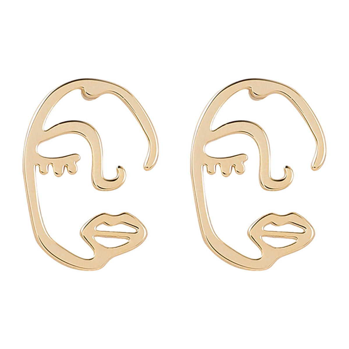 18K Gold-Plated Abstract Face Stud Earrings