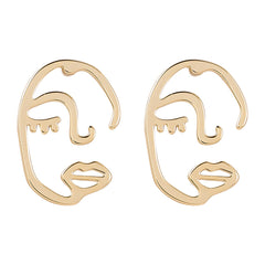 18K Gold-Plated Abstract Face Stud Earrings