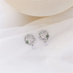 Cat Eye & Cubic Zirconia Crystal Silver-Plated Butterfly Dangle Earrings