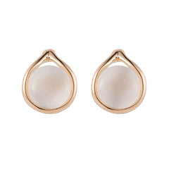 18K Gold-Plated & Peach Cats Eye Stud Earrings