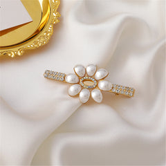 18K Gold-Plated & Pearl Floral Hair Clip