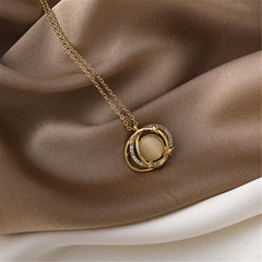 Cats Eye & 18K Gold-Plated Planet Pendant Necklace