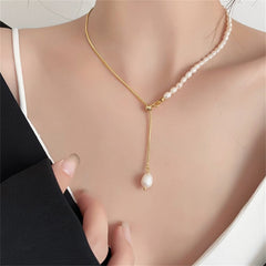 Pearl & 18K Gold-Plated Drop Necklace