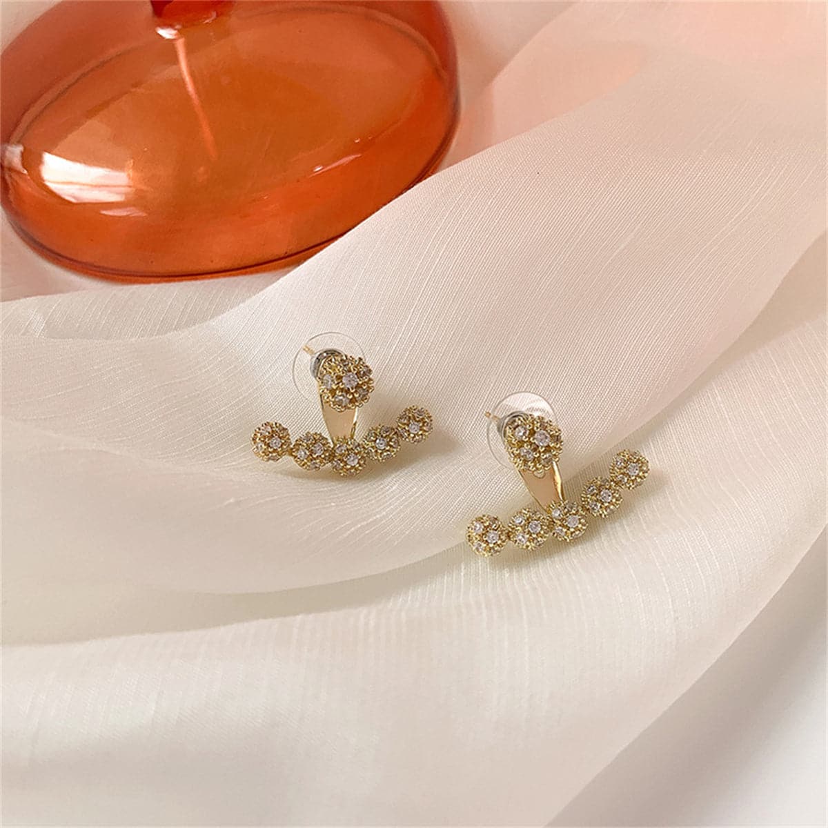 Cubic Zirconia & 18K Gold-Plated Anchor Ear Jackets