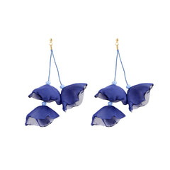 Blue Polyster & 18K Gold-Plated Three-Petal Drop Earrings