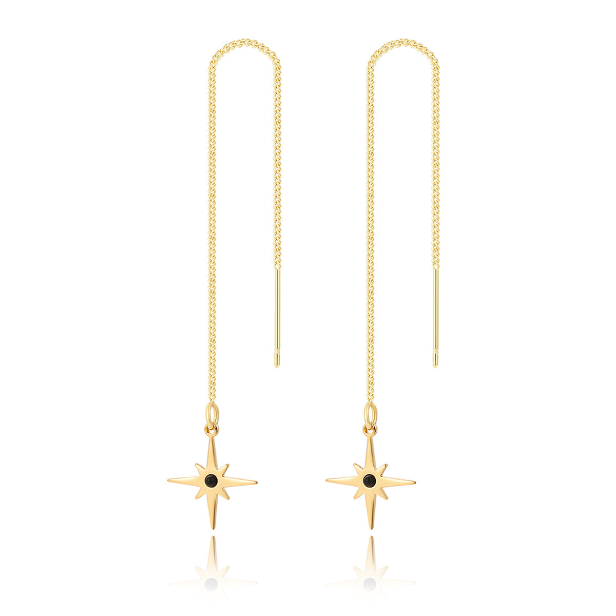 Black Resin & 18K Gold-Plated Star Drop Earrings