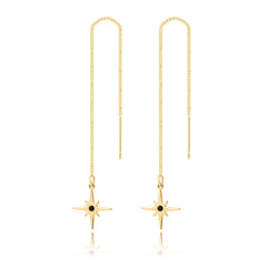 Black Resin & 18K Gold-Plated Star Drop Earrings