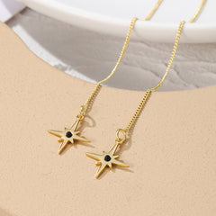 Black Resin & 18K Gold-Plated Star Drop Earrings