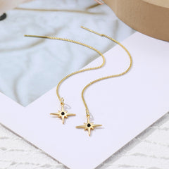 Black Resin & 18K Gold-Plated Star Drop Earrings