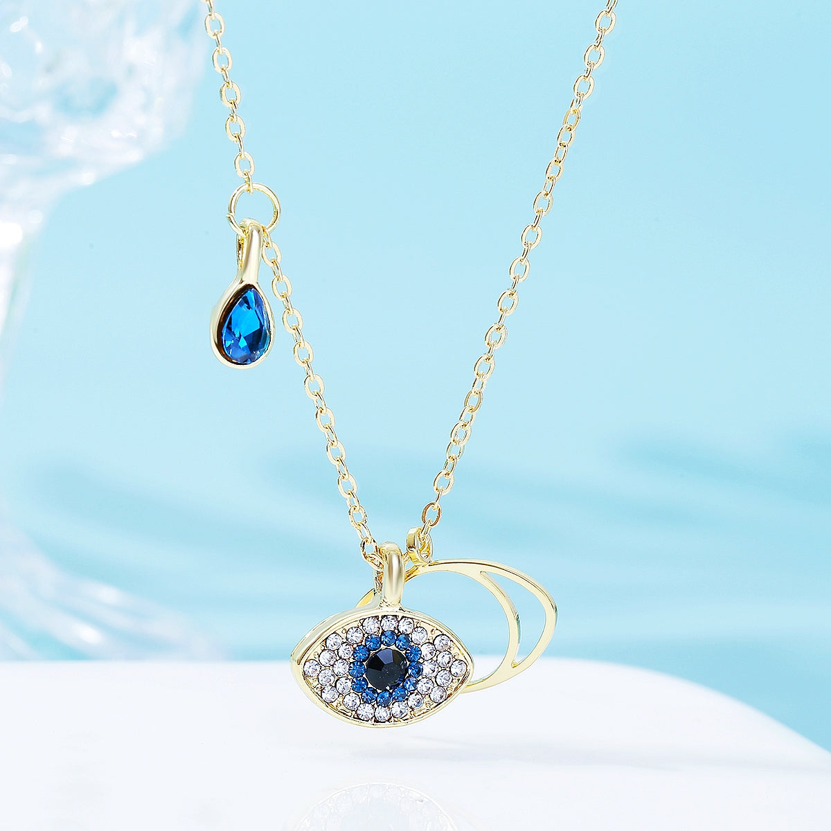 Crystal & Cubic Zirconia 18K Gold-Plated Eye Pendant Necklace