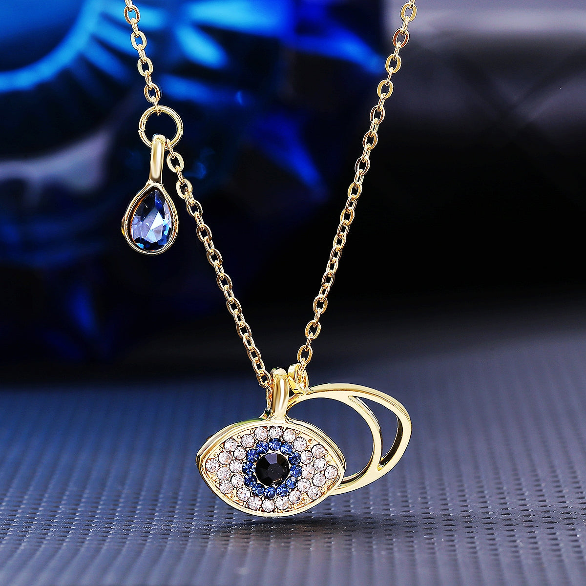 Crystal & Cubic Zirconia 18K Gold-Plated Eye Pendant Necklace