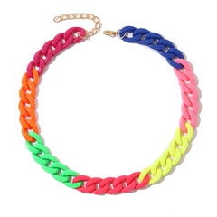 Red & Green Rainbow Cuban Chain Necklace