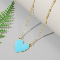 Light Blue Enamel & 18K Gold-Plated Heart Pendant Necklace