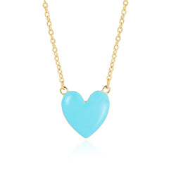 Light Blue Enamel & 18K Gold-Plated Heart Pendant Necklace