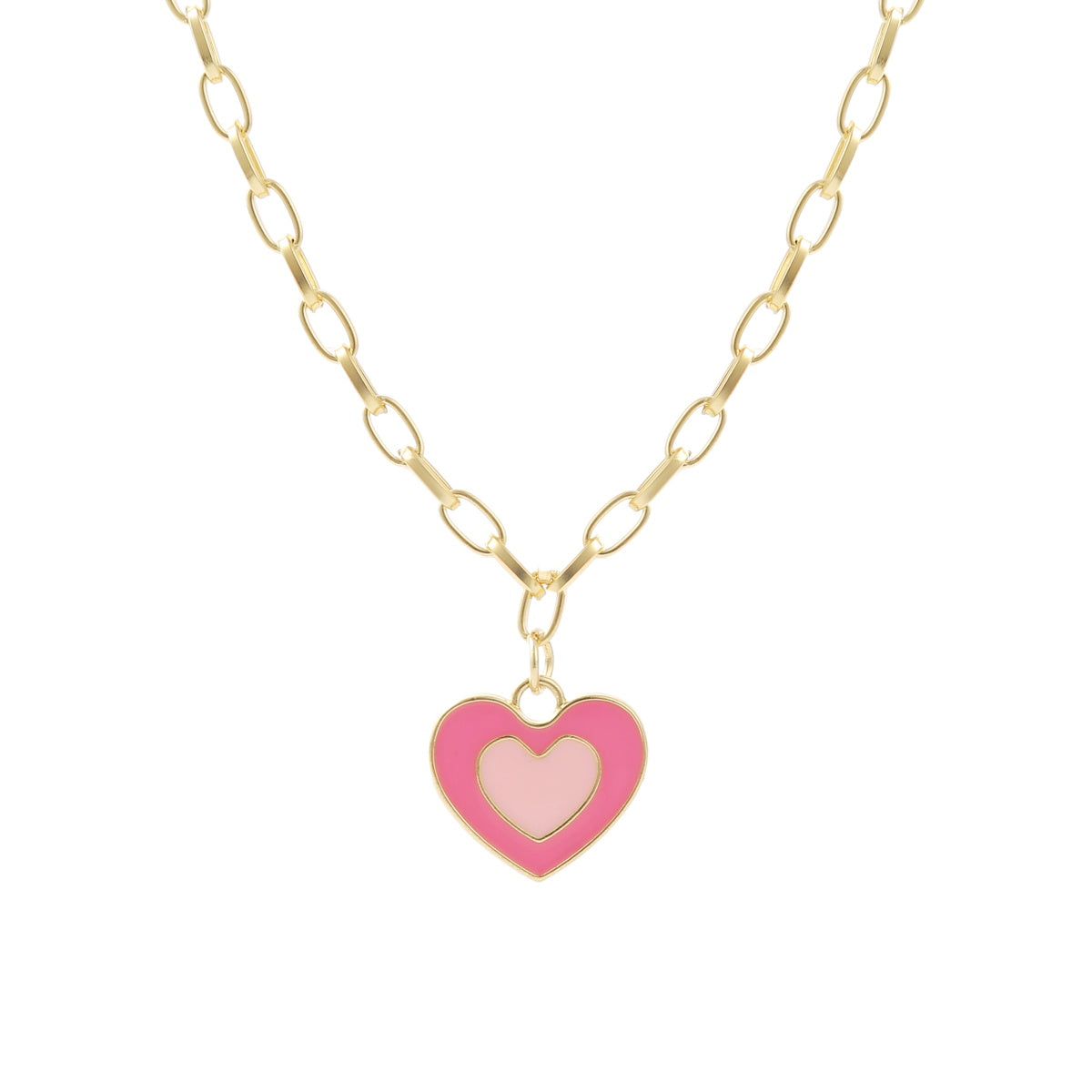 Pink Enamel & 18K Gold-Plated Heart Pendant Necklace