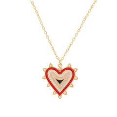 Red Enamel & Pearl 18K Gold-Plated Heart Pendant Necklace