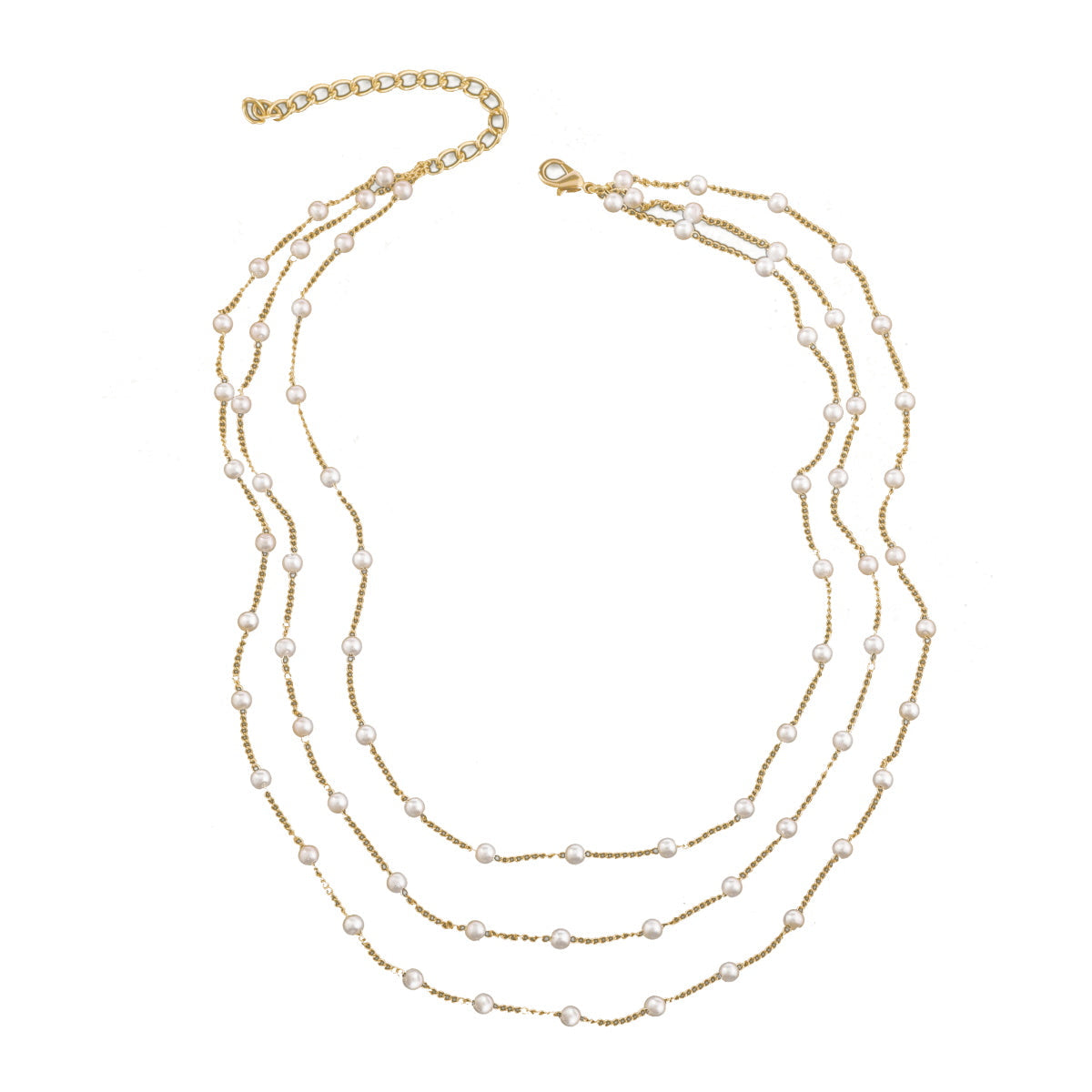 Pearl & 18K Gold-Plated Layered Station Necklace