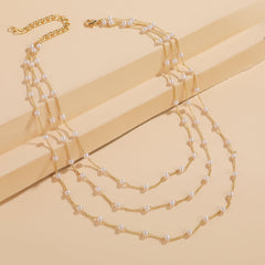 Pearl & 18K Gold-Plated Layered Station Necklace