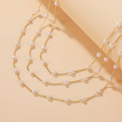 Pearl & 18K Gold-Plated Layered Station Necklace