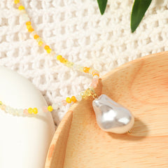 Pearl & Yellow Acrylic 18K Gold-Plated Flower Pendant Necklace