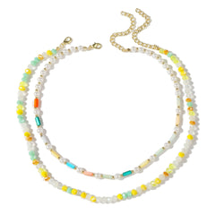 Pearl & Yellow Acrylic 18K Gold-Plated Beaded Necklace Set