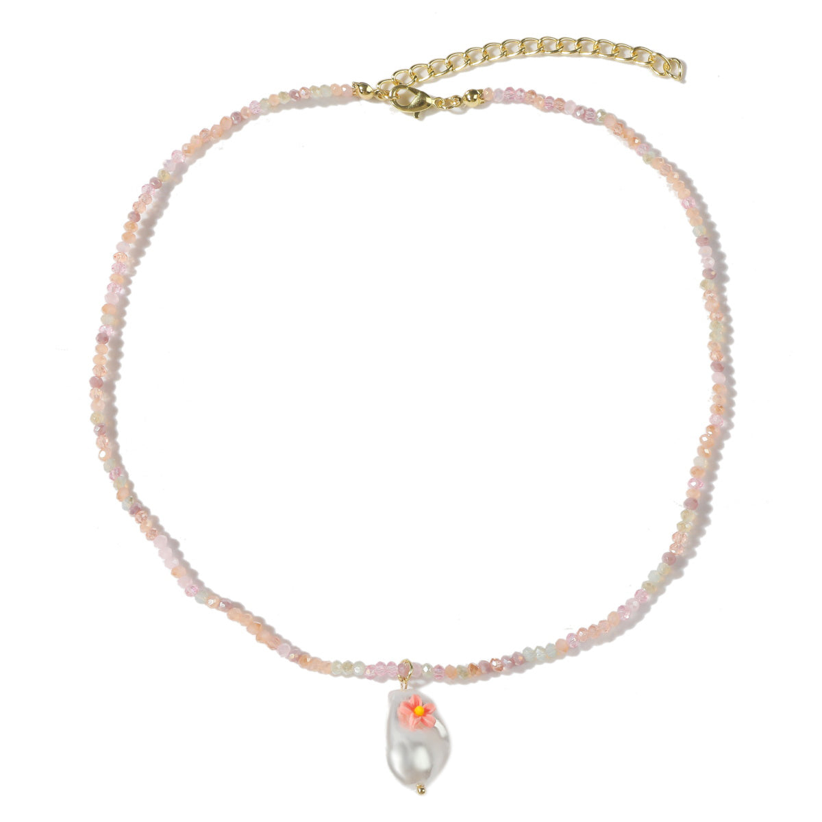 Pearl & Pink Acrylic 18K Gold-Plated Flower Pendant Necklace