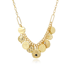 Cubic Zirconia & 18K Gold-Plated Eye Star Coin Pendant Necklace