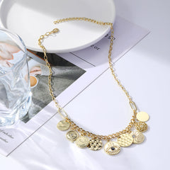 Cubic Zirconia & 18K Gold-Plated Eye Star Coin Pendant Necklace