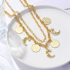 18K Gold-Plated Moon Pendant Necklace Set