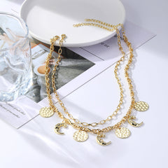 18K Gold-Plated Moon Pendant Necklace Set