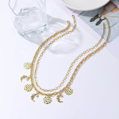 18K Gold-Plated Moon Pendant Necklace Set