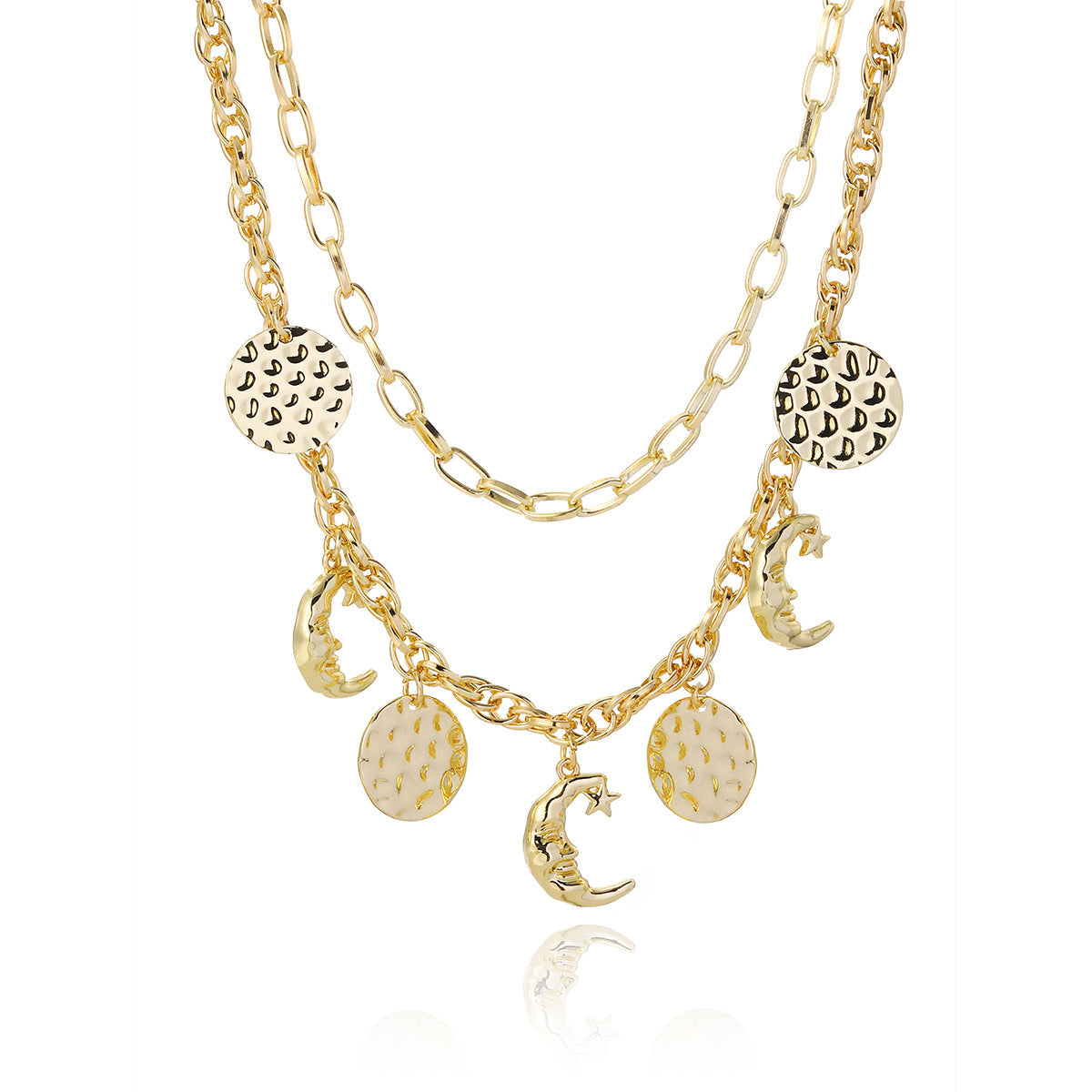 18K Gold-Plated Moon Pendant Necklace Set