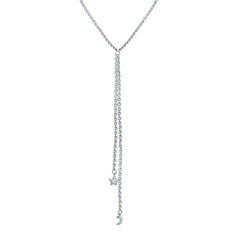 Cubic Zirconia & Silver-Plated Star & Moon Pendant Necklace