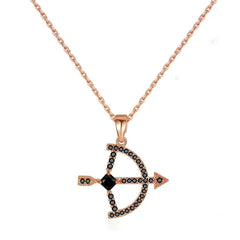 Black Crystal & Cubic Zirconia 18K Rose Gold-Plated Bow Arrow Pendant Necklace