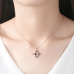 Black Crystal & Cubic Zirconia 18K Rose Gold-Plated Bow Arrow Pendant Necklace