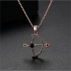 Black Crystal & Cubic Zirconia 18K Rose Gold-Plated Bow Arrow Pendant Necklace