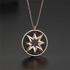 Black Cubic Zirconia & 18K Rose Gold-Plated Sun Pendant Necklace