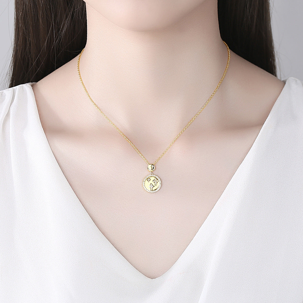 Cubic Zirconia & 18K Gold-Plated Star Pendant Necklace