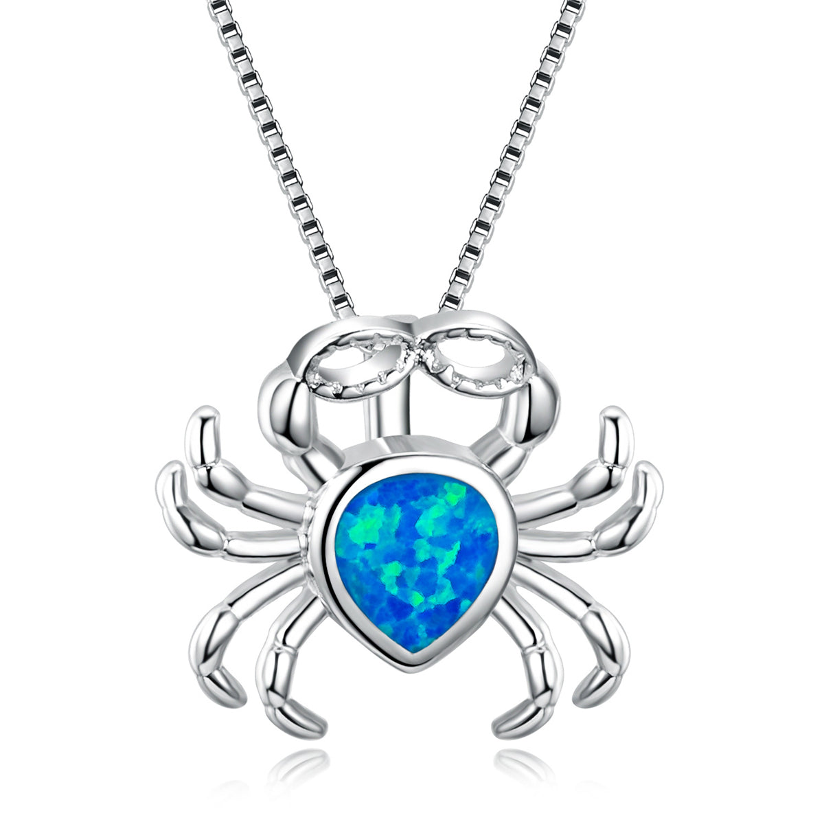 Blue Opal Crab Pendant Necklace