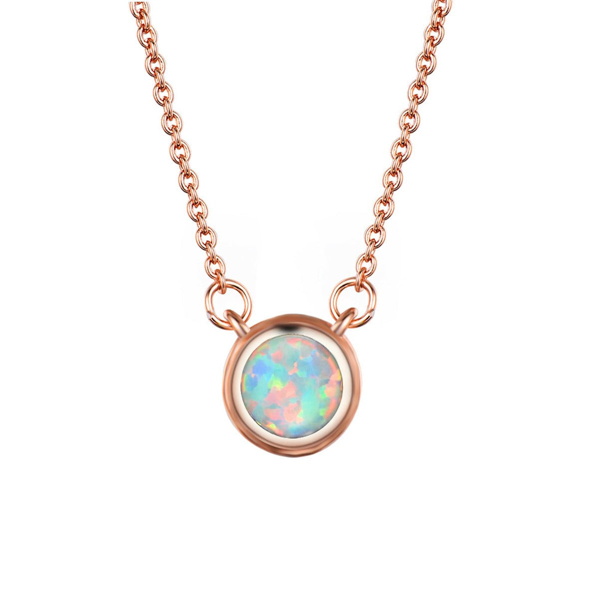 Opal & 18K Rose-Gold Plated Round Pendant Necklace