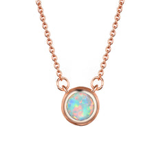 Opal & 18K Rose-Gold Plated Round Pendant Necklace