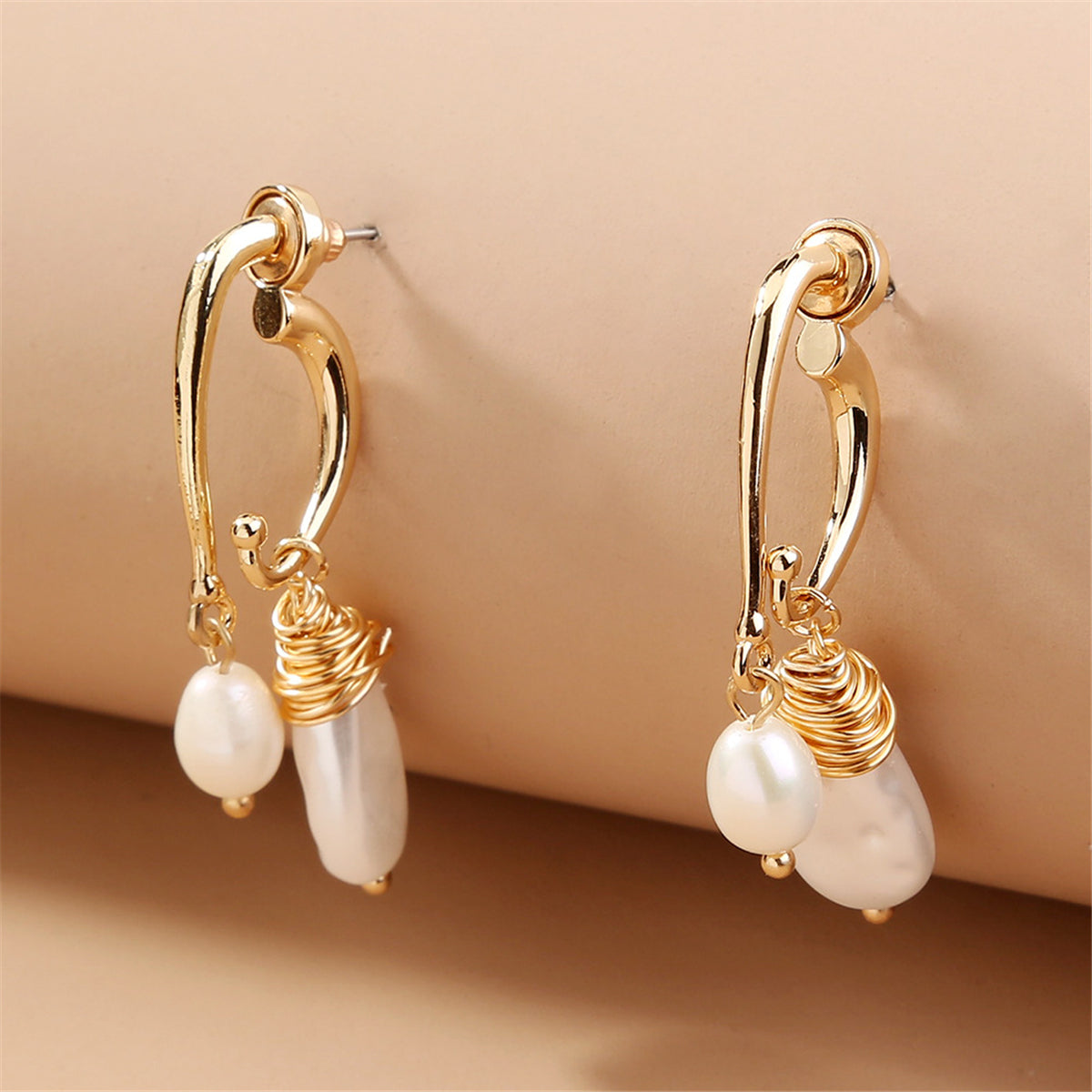 Pearl & 18K Gold-Plated Ear Jackets